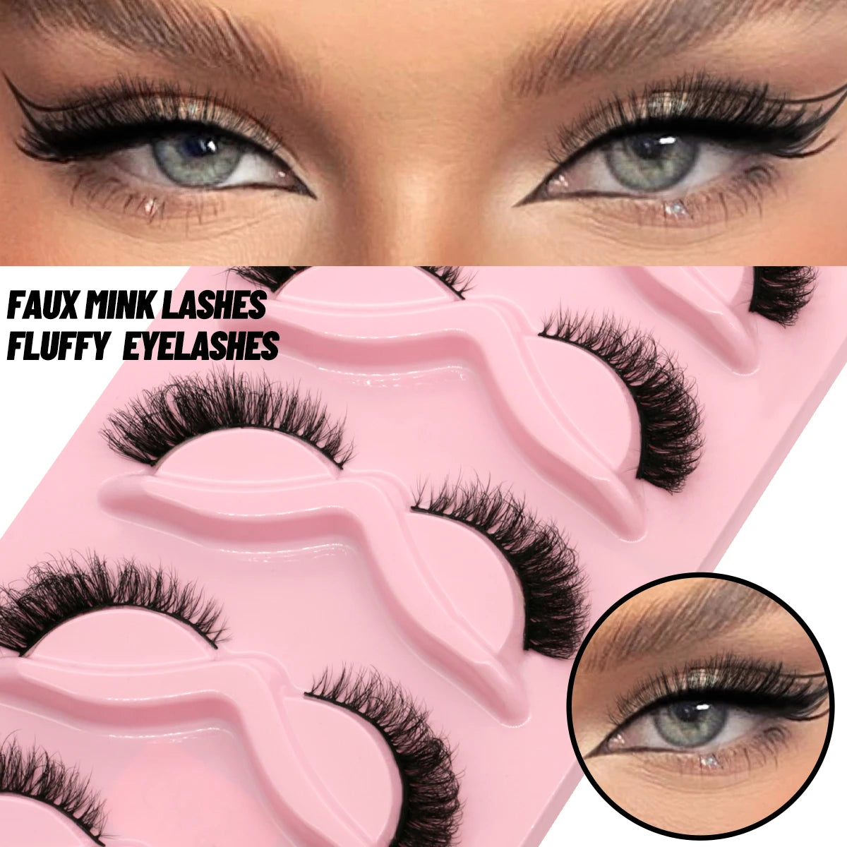 5 Pairs False Eyelashes Cat Eye Lashes Manga