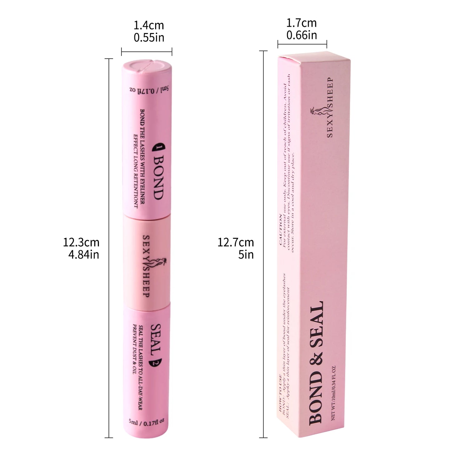 Eyelash Glue and Seal for Eyelash Clusters Strong Fixed Eyelash Glue Lasting 48H 2 in 1(5ml Black Glue + 5ml Clear Seal)