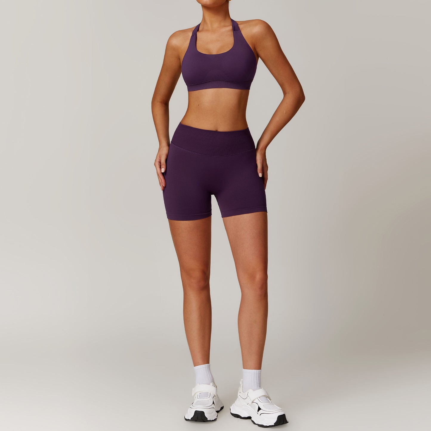 Seamless Stand Collar Zipper Yoga Suit Outwear Women's plum purple edition