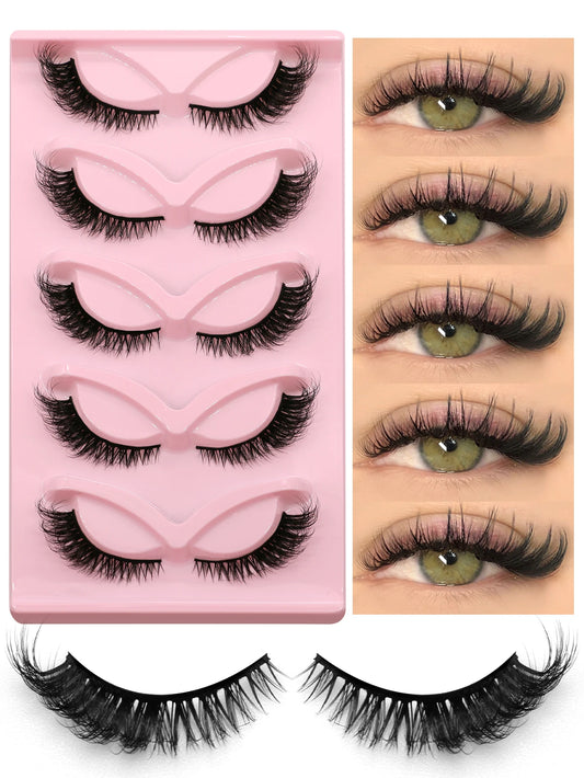5 Pairs False Eyelashes Cat Eye Lashes Manga