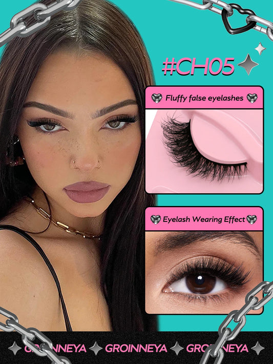 5 Pairs False Eyelashes Cat Eye Lashes Manga